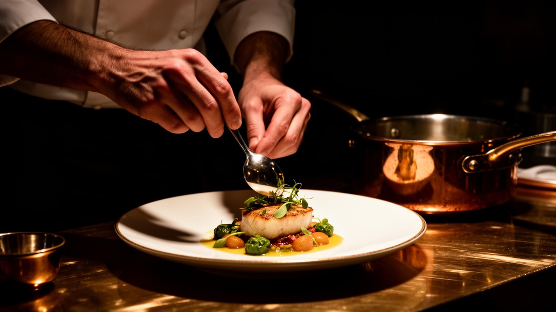 Master chef plating fine cuisine
